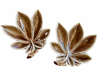 Buy Vintage Retro X2 Wade Pottery Brown Leaf Trinket Pin Trays Made In England • 12.99£