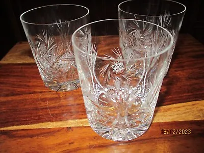 Buy A Trio Of  Small Crystal Whiskey Glasses Pin Wheel Design. • 12.99£