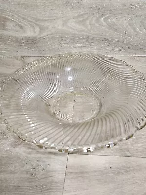 Buy Vintage Federal Depression Glass Diana Clear Swirl Scalloped 12  Console Bowl  • 19£
