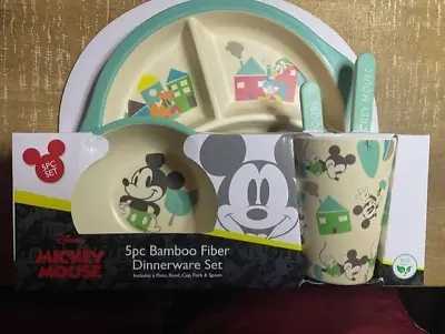 Buy Brand-New Disney's MICKEY MOUSE 5 Piece Children’s Bamboo Dinnerware Set • 22.71£
