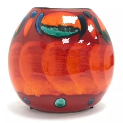 Buy Poole Pottery Volcano Orange Purse Vase 20cm Secs Earthenware Sign SB RMF02-GB • 46£