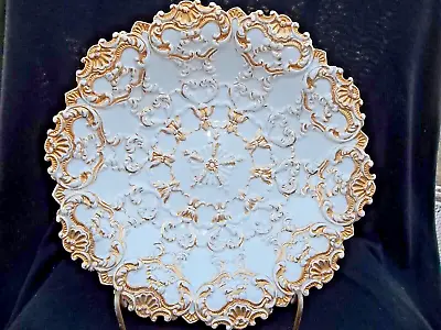 Buy Meissen Bowl Raised  Gold Scrolls & Cartouche Relief Molded  White & Gold 10.5  • 241.92£