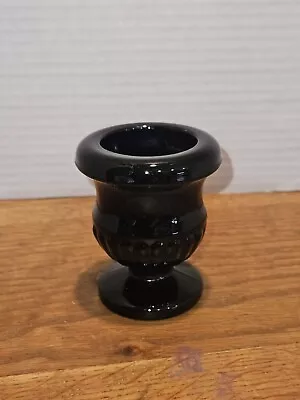 Buy Vintage Black Amethyst Gloss Black Glass Mini-Urn Candle Holder Decor • 17.29£