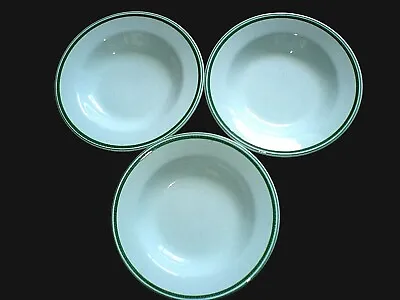 Buy J & G MEAKIN HOSPITAL Grecian Style Pattern Green Rimmed Bowls X 3 C1968 • 19.99£