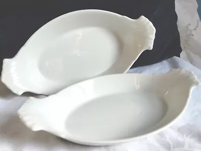 Buy 2x Vintage Apilco French White Oval  Porcelain Gratin Baking Dishes Handles  8 • 18£