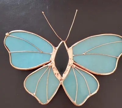 Buy Artisan Made Leaded Glass Like Turquoise Butterfly Suncatcher  Size Is 5  X  7  • 16.03£