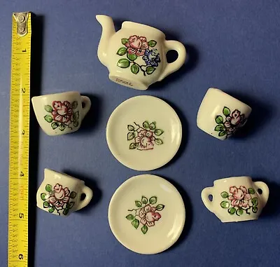 Buy Vintage 50s Child's Toy Miniature China Tea Set Japan 7 Piece Pink Blue Flowers • 5.66£
