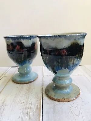 Buy Vintage Retro Studio Pottery Glazed Goblet Vases • 13£