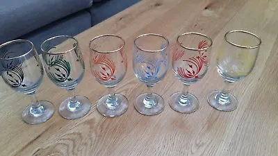Buy 6 Vintage Harlequin “sherry” Glasses With Gilding. Vgc.great For A Home Bar. • 5.99£