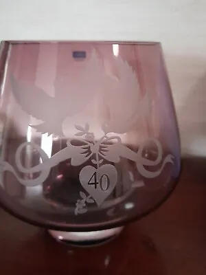 Buy Caithness Amethyst Art Glass 40th Wedding Anniversary Etched Bowl With Label New • 6.97£