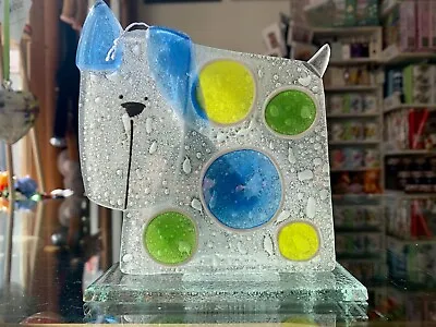 Buy Fused Glass Ornament Dog Spot Blue & Green - Nobilé Glassware - 1782-17 • 39.99£