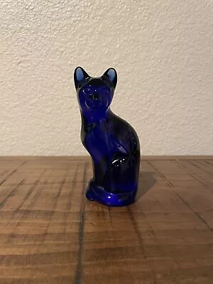 Buy Vintage Fenton 5” Cobalt Blue Glass Cat *Mint* • 38.61£