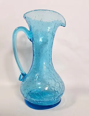 Buy VTG Blown Blue Crackle Glass Small Pitcher Vase 3¾  - Pilgrim Kanawha? • 9.39£