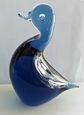 Buy Large Wedgwood Blue Glass Duck Paperweight Ornament • 14.50£