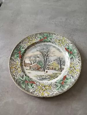 Buy Vintage ADAMS Winter Scenes WINTER IN THE COUNTRY A COLD MORNING  10-1/2  Plate • 29.99£