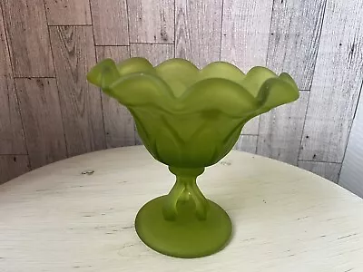 Buy Vintage 1940s Westmoreland Green Satin Glass Twisted Foot Compote Dish! 5x5.5 • 14.17£