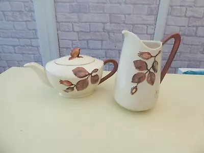 Buy Carlton Ware Australian Design Teapot And Jug Beige Leaf Design • 19£