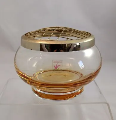 Buy Vintage Caithness Glass Scotland Large Amber Rose Bowl Original Label HTF  • 7£