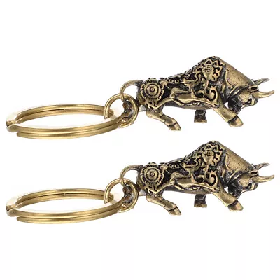 Buy  2 Pcs Brass Bull Keychain Bullfight Brassware Car Decoration Chinese Zodiac • 8.95£