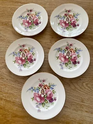 Buy Crown Staffordshire Fine Bone China JT Jones - Set Of 5 Floral Plates, 13cm • 10£