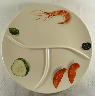 Buy Set Of 4 Vintage Ironstone 1950s Divided Seafood Antipasto 10.5 Inch Plates (B) • 28.60£