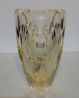 Buy Art Deco Vaseline Glass. High Quality Cut Glass Art Vase. Unusual And Rare • 45£