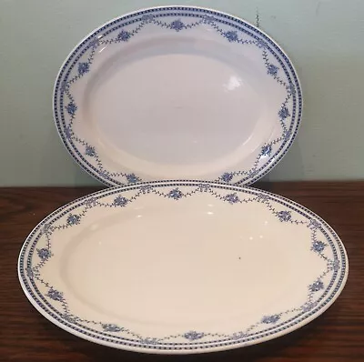 Buy 2 X Tams Ware Oval Serving Platters Blue And White Bone China 28cm And 31cm  • 17.95£