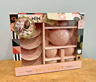 Buy FAO Schwarz 9 Piece Ceramic Traditional English Tea Set Pink Teapot Cups Saucers • 20.91£