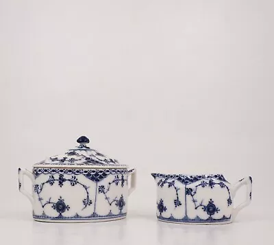 Buy Rare Sugarbowl & Creamer #685 & 686 - Blue Fluted Royal Copenhagen - 1st Quality • 102.37£