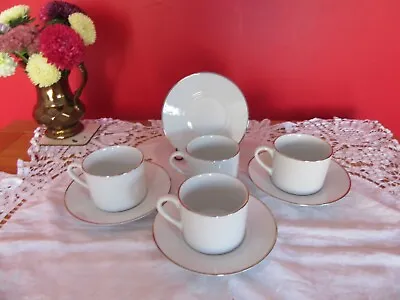 Buy Lovely Royal Worcester Bone China White Classic Platinum Cups & Saucers X 4  • 12.50£