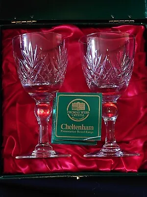 Buy BOXED Pair Thomas Webb Crystal Cheltenham 5 1/4  Wine Glasses Unused • 27£