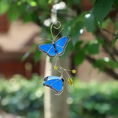 Buy Stained Glass Butterfly  Windows Glass Hangings Garden Decoration • 8.39£