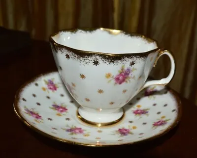 Buy Adderley England Bone China Tea Cup & Saucer Chintz Flowers/gold Gild Numbered • 17.36£