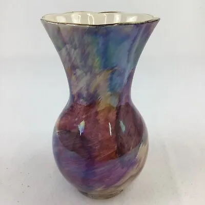 Buy Oldcourt Ware Lustre Vase J Fryer Ltd 7 Inch Pink Purple Gold Hand Painted 1950s • 8.95£