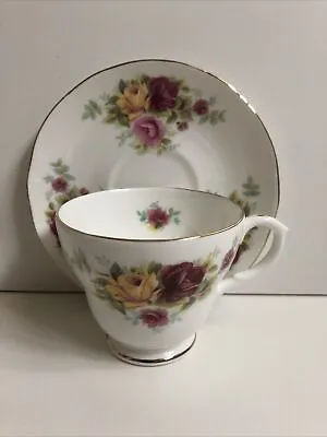 Buy Vintage Duchess Bone China Made In England Pink/Yellow Flower TeaCup/Saucer Mint • 26.85£