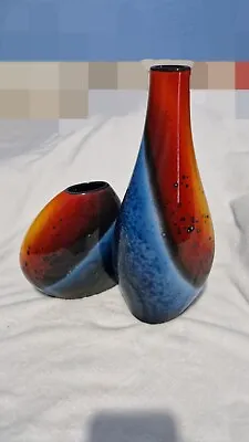 Buy Poole Pottery 'Flare' Pattern Asymmetrical Flask Vases  • 250£