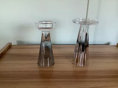 Buy Next Glass Silver  Lustre Candlestick & Tea Light Holder • 7£