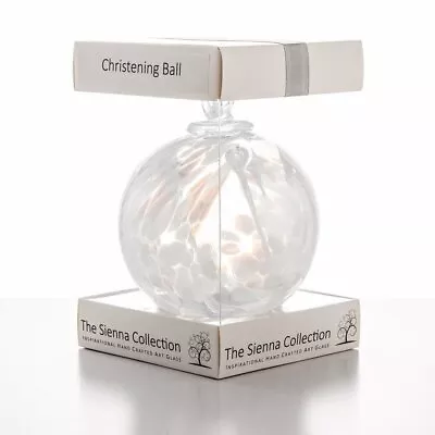 Buy Christening White 10cm Present Baby Ball Ornament Handmade Gift Sienna Glass • 16.75£
