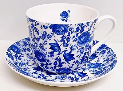 Buy Delft Blue Cup & Saucer 450ml Jumbo Breakfast Fine Bone China Flowers Floral Set • 19.20£