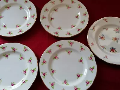 Buy Set Of 4 Vintage,  Duchess, Bone China, 'Ditzy Rose' 16.5cm Side Plates  • 8£