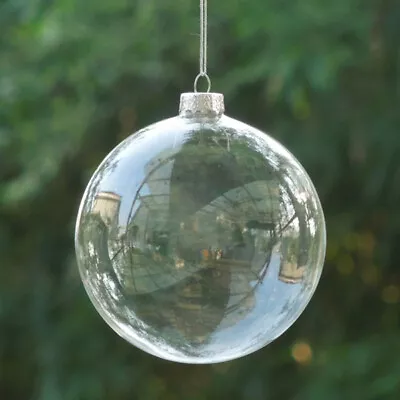 Buy Clear Glass Globe Xmas Hanging Ball Fillable Baubles Home Wedding - 60/80/100mm • 59.95£