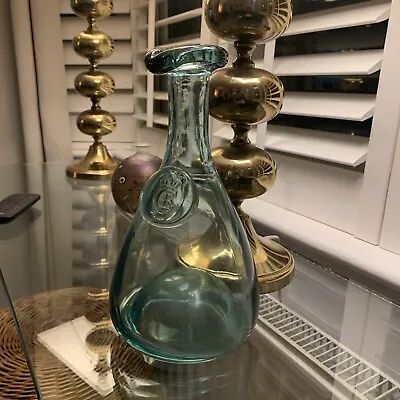 Buy Vintage Cherry Elsinore Holmegaard Danish Glass Green Clear  Green Carafe Bottle • 30£
