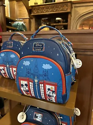 Buy Disney Parks Epcot UK London Phone Booth Mickey Minnie Loungefly Backpack New • 100.65£