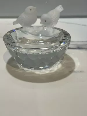 Buy Genuine Swarovski Crystal 2 Frosted Birds On A Bird-Bath ~ Excellent 010029 • 52.50£