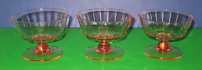 Buy 3 Vintage Pink Depression Glass Footed Sherbet Dishes Bowls • 9.58£