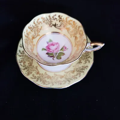 Buy Royal Standard Fine Bone China England Yellow Gold Pink Rose Wide Mouth Cup • 20.90£