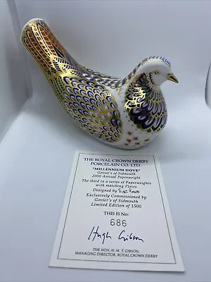Buy 🤩 Royal Crown Derby Big Millennium Dove Ltd Ed Cert With Stopper Paperweight 🤩 • 74.99£