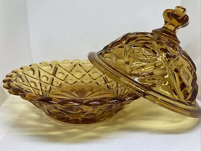 Buy Vintage 1970s Amber Heavy Pressed Glass Dome Covered Dish  Sandwich Glass Museum • 12.62£