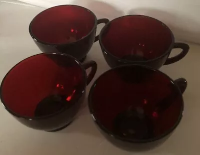 Buy 4 Vintage Royal Ruby Red Punch Cup Glassware Anchor Hocking? Glass DrinkwareBS77 • 35.22£