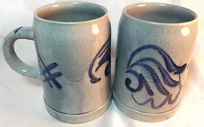 Buy Marzi & Remy MR Germany Beer Steins Blue Salt Glaze Pottery Stoneware 0.5L-2 • 47.42£